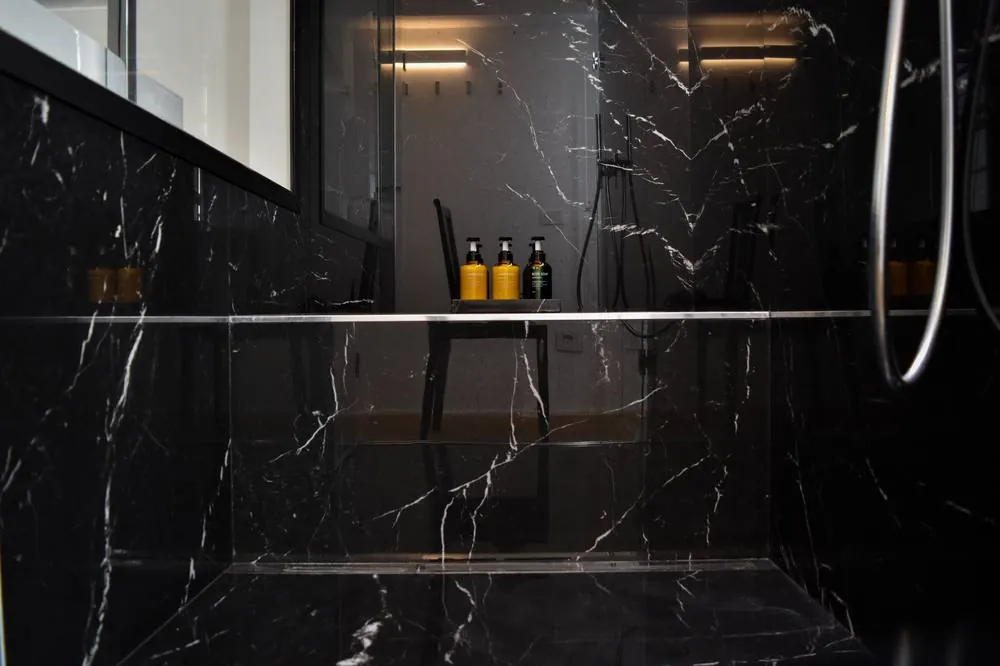 Black marble rainfall shower